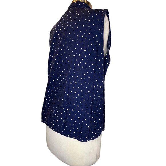 Gloria Vanderbilt Casuals Women's Sleeveless Blouse Size Large Blue with White C - Picture 6 of 14